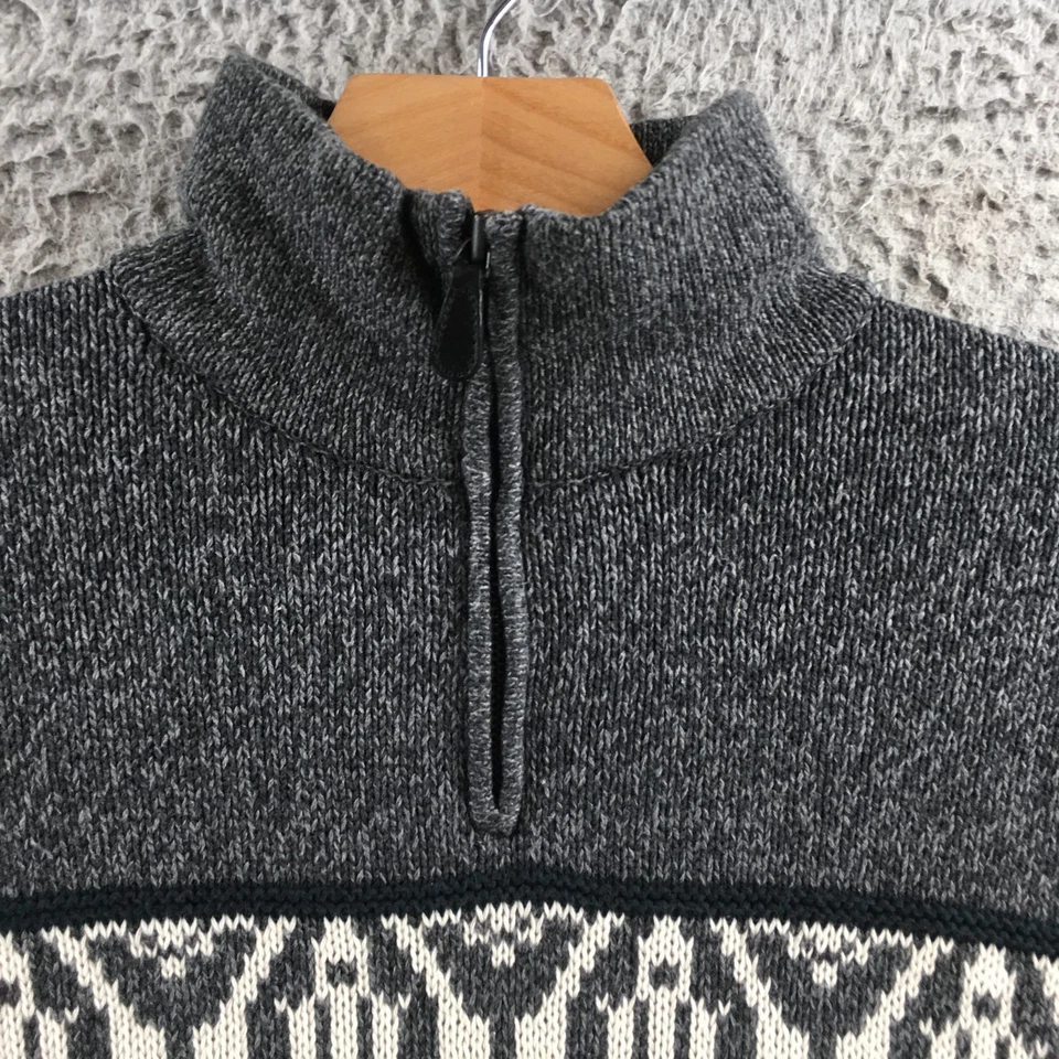Мужской свитер Geoffrey Beene на молнии 1/2 M серый хлопок ложный вырез пуловер Fair Isle - Изображение 3 из 4