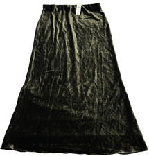 NEW Anthropologie The Tilda Moss Green Velvet Pull On Maxi Slip Skirt MP 30x38"
