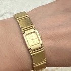 Seiko Watch Women 13mm Champagne Dial Gold Tone Square 1E20-5209 Vintage
