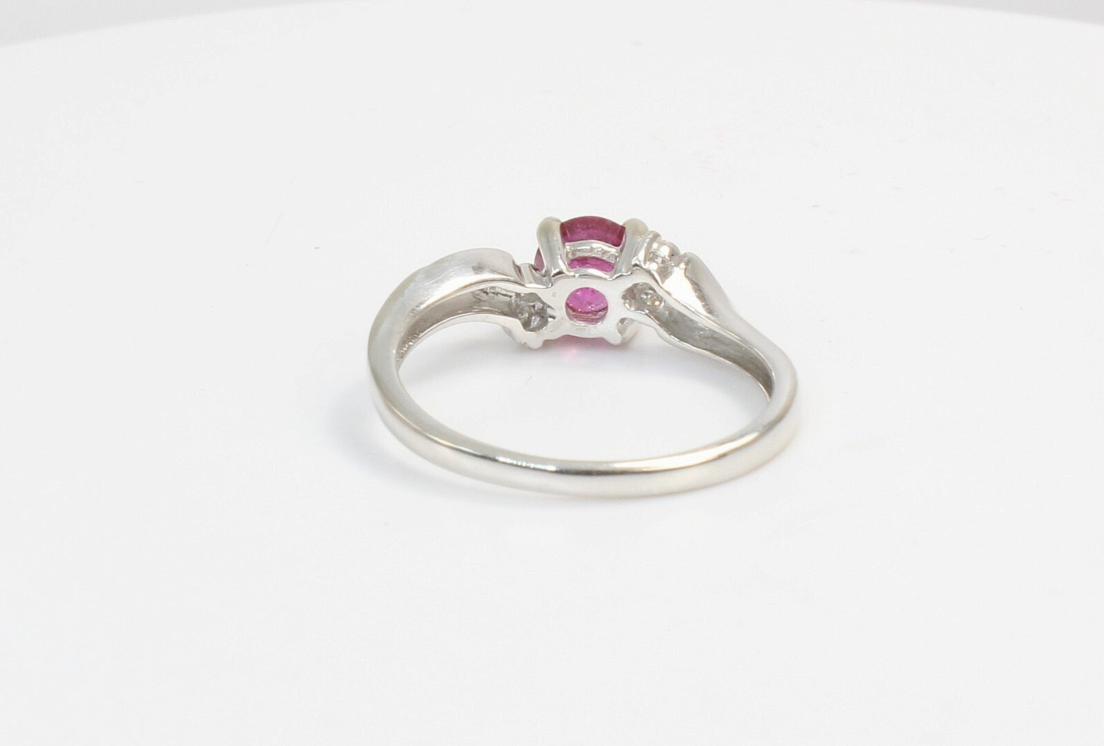 14k Solid White Gold Genuine .65ct Red Ruby and D… - image 6