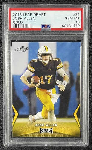 JOSH ALLEN PSA 10 2018 LEAF DRAFT #31 ROOKIE GOLD RC 1470