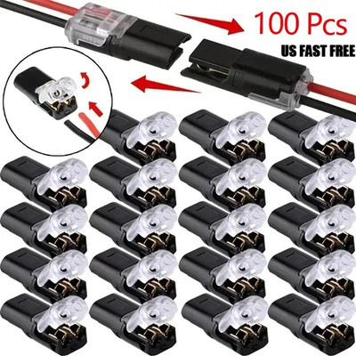 100pcs Double-Wire Plug-in Connector,Cable Clamp with Locking Buckle,AWG 18-22//