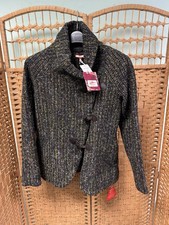 Ladies Joe Browns Brown Green Blue Tweed Like Wool Coat Duffle Buttons UK 10 WIL