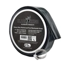 U.S. Pool Supply Black Rhino 1-1/2" x 25' Pool Backwash Hose with Hose Clamp