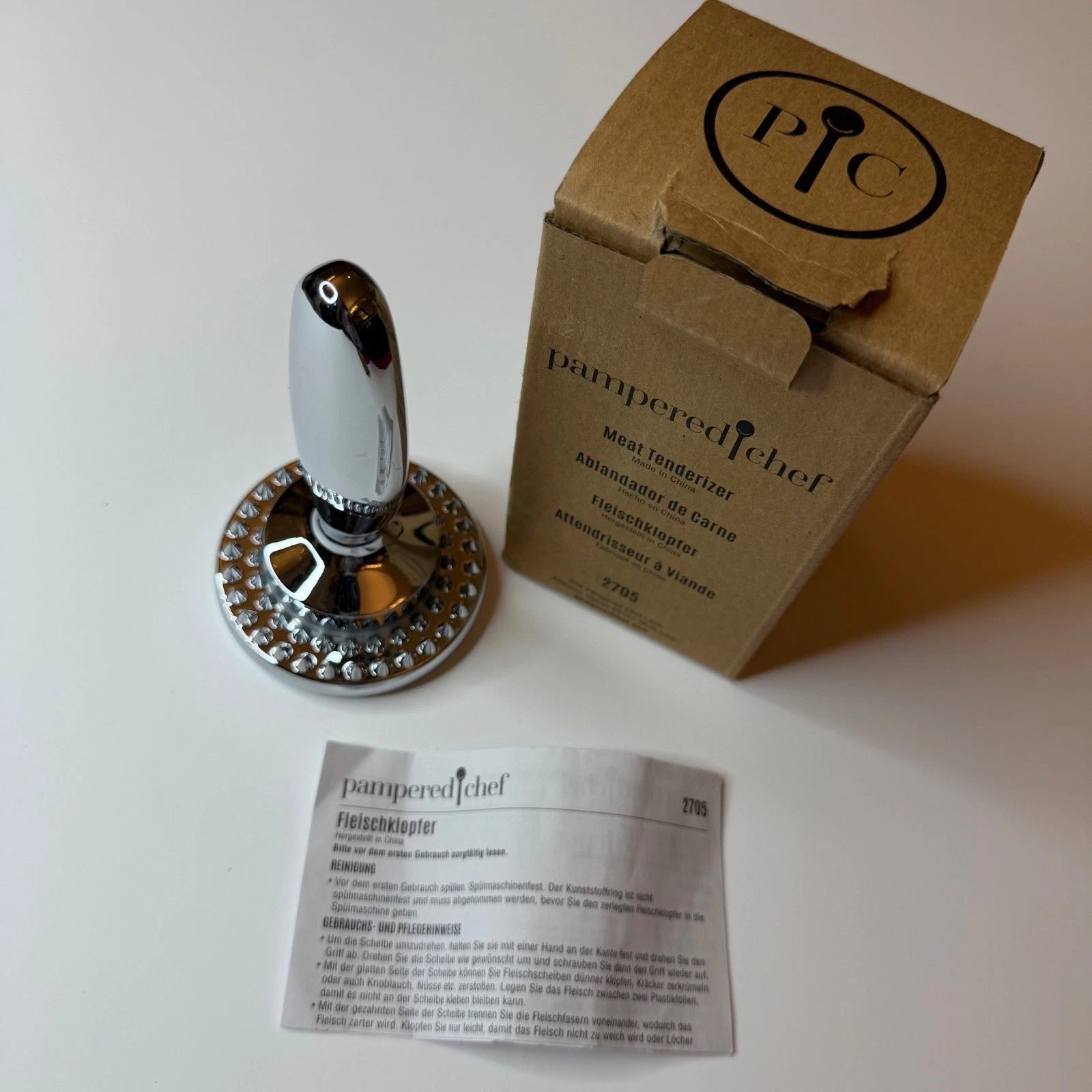 Pampered Chef Chrome Meat Tenderizer With Reversible Head 2705 BNIB