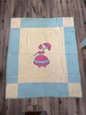 Vintage Quilt Southern Belle Sunbonnet Sue Appliqu Pink Blue Cream Approx. 47"