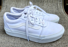 VANS OFF THE WALL SNEAKERS Old Skool True White on White Canvas , Girl's 3