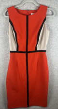 Calvin Klein Sheath Dress Women's 4 Red Black Colorblock Sleeveless Professional