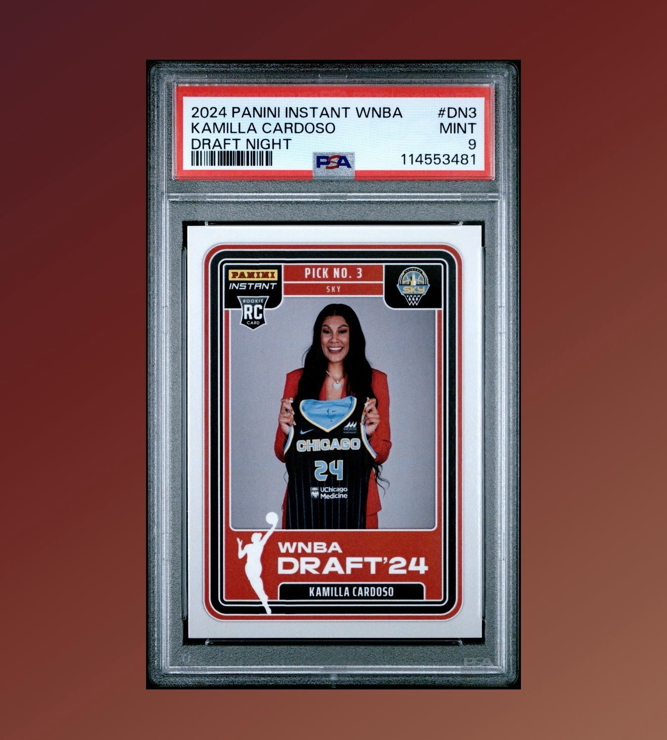 2024 Panini Instant WNBA - Draft Night, Kamilla Cardoso Rookie /1045, PSA 9