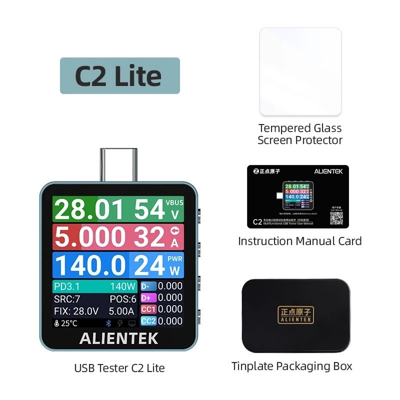 ALIENTEK C2 USB Tester Digital Voltmeter PD3.2 Fast Charge Power Detector