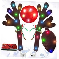 Reindeer Antlers for Cars   LED 2025 Christmas Car Decorations Kit with Jingle