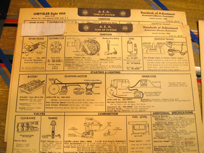 1939 Chrysler Eight  Model  C23.     AEA Tune Up System card