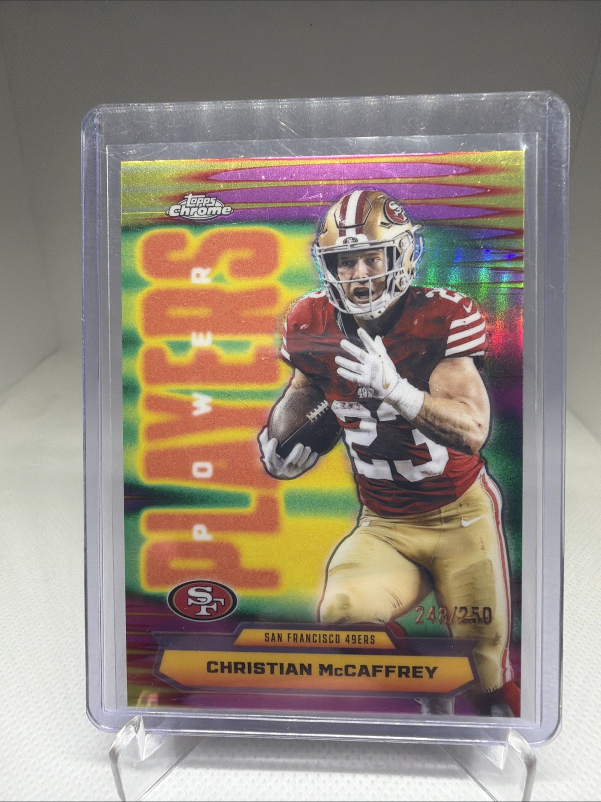 2025 Topps Chrome - Power Players Christian McCaffrey #PP-15 Pink Refractor /250