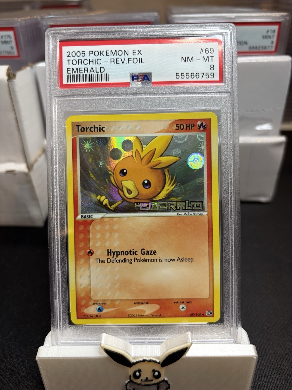 2005 Pokémon EX Torchic 69/106 Emerald Reverse Holo Stamp PSA 8