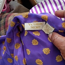 Victoria's Secret XS Tall Purple/Gold Paisley Satin Silk Blend Pajama Top