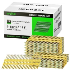 21 Degree Framing Nails 2-3/8 Inch, Full Round Head Galvanized Nails, Smooth ...