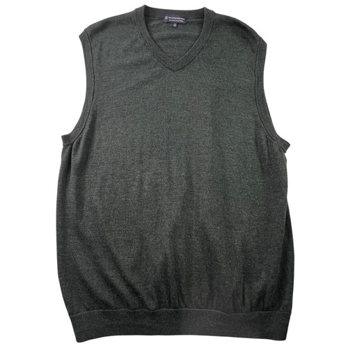 Hart Schaffner Marx Sweater Vest Mens 2XB Green Merino Wool V-Neck Big & Tall