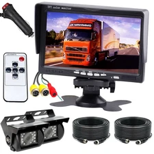 4Pin HD 2x IR Rear View Reverse Camera 7" Monitor Kit for Caravan Bus RV Truck