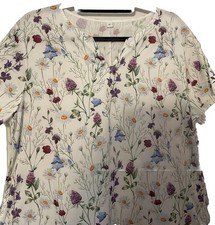 Casual midi dress women L Floral Romantic Fairycore  Cottage Core Peasant Summer