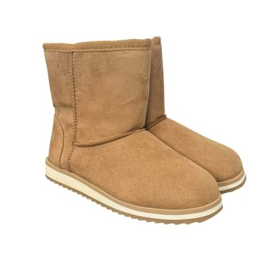 Cozy Shearling Childrens Tan Faux Fur Boots Size 1 Easy On/Off New