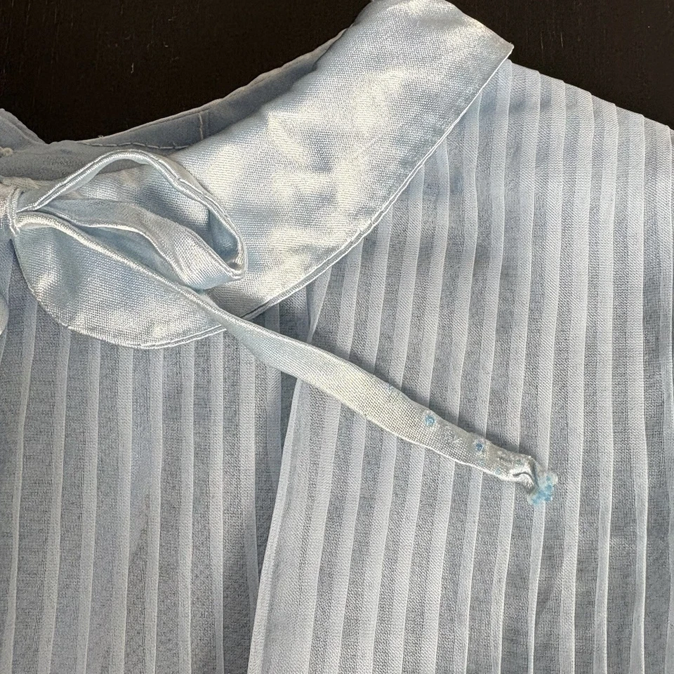 Vintage 50s/1950s Girls Size 4? Light Blue Sheer Party Dress Easter FLAW, READ - Image 3 of 4