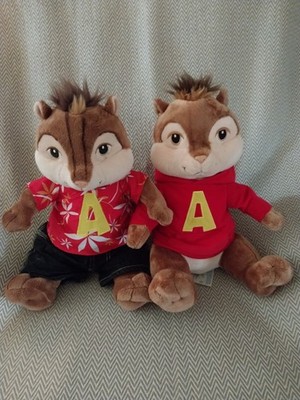 Vintage 2009 Build-A-Bear Alvin Chipmunks Pair Stuffed Animal Plush 14'' Inch GUC