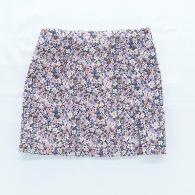 Wild Fable Floral Mini Skirt Womens Size 2 Purple Multi Print Front Slit