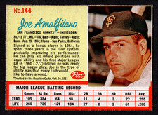 1962 Post Cereal Joe Amalfitano #144 SP (Short Print) Baseball Card - Giants