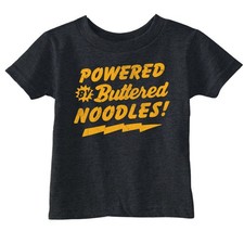 Toddler Funny T Shirts Powered By Butter Noodles Sarcastic Food Graphic Novelty