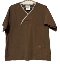 Landau Women Short Sleeve V Neck Tunic Scrub Top pockets size Large
