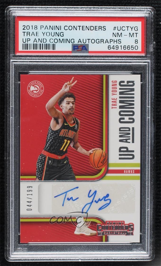2018 Panini Contenders Up and Coming 44/199 Trae Young PSA 8 Rookie Auto RC 1q7