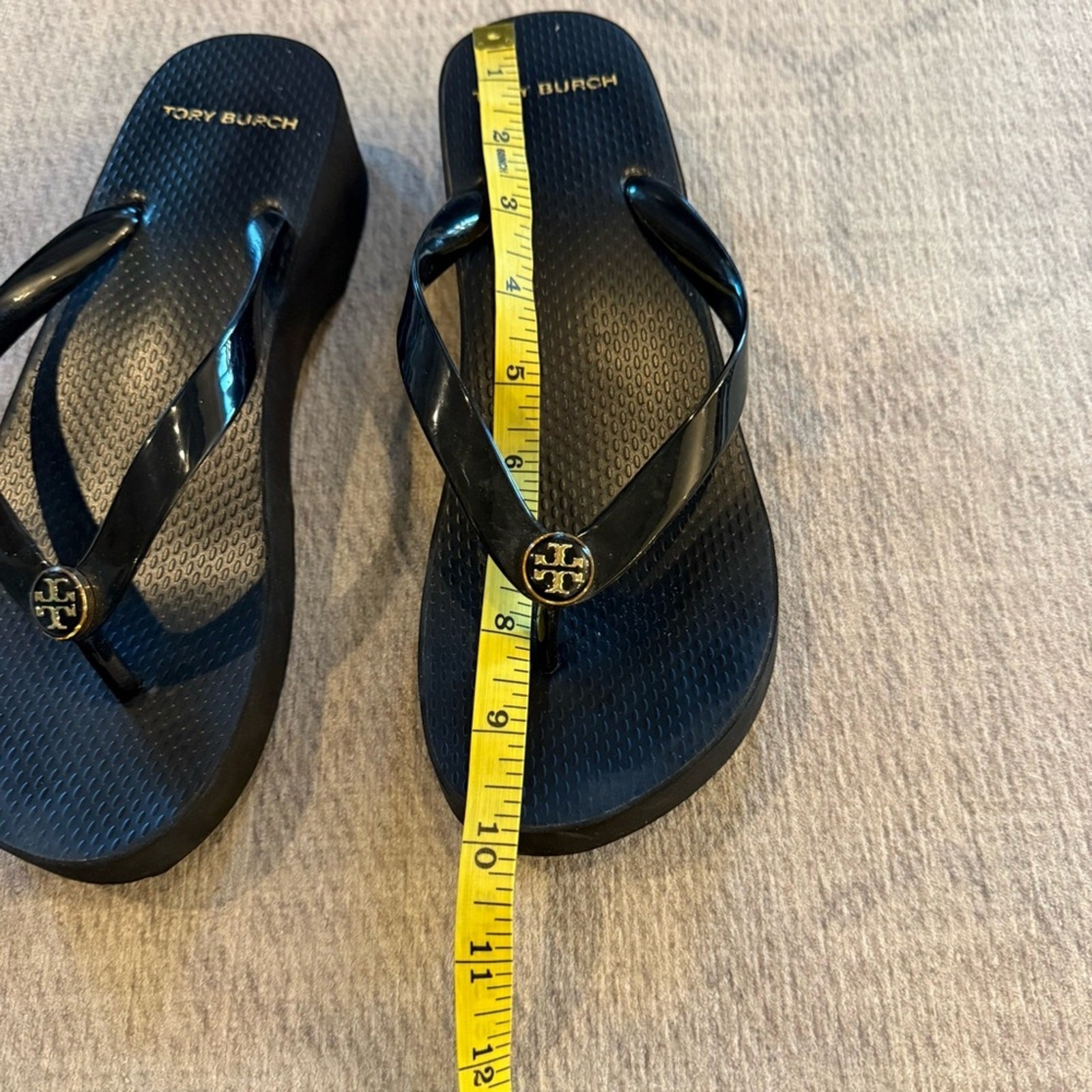 Tory Burch Glossy Black Flip Flop Platform Sandals 8 thumbnail 5