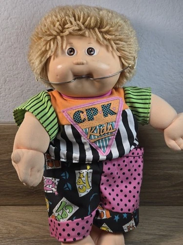 Cabbage Patch Kids Doll Head Gear Braces 90s Patchwork Outfit Blonde Hair Br Eye
