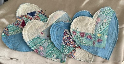 Set of 4 COASTERS made from antique quilt *HANDMADE patchwork absorbent recycled