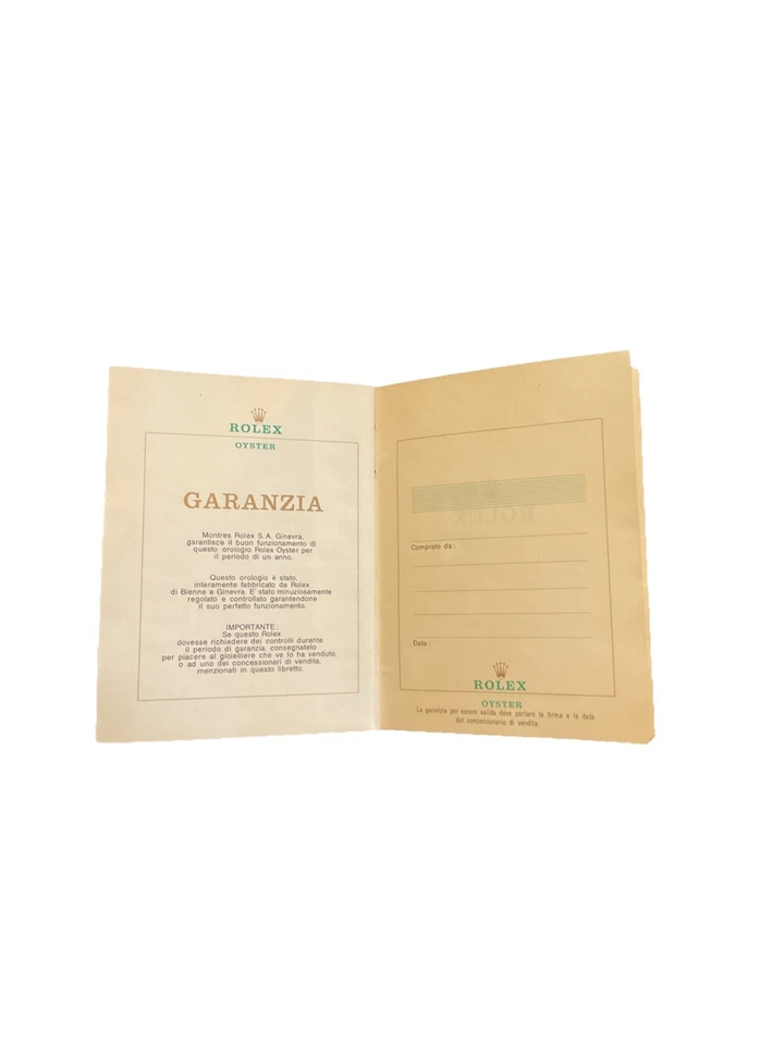 Rolex Certificato Di Garanzia In Bianco In Lingua Italiana Il Vostro Rolex Oyste - Immagine 4 di 4
