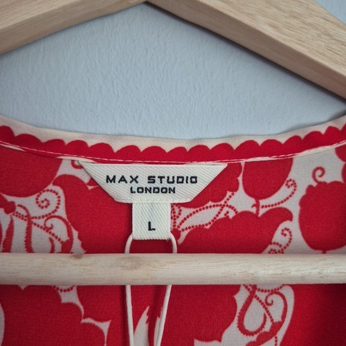 Max Studio London Front Twist Midi Red/White Dress, Size L, New/Tags RRP: $168 - Picture 5 of 17