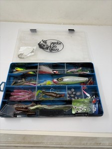 Bass Pro Shop Tackle Box With Multiple Baits For Fishing