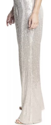 Dress The Population Dina Sequin Classic Pant Trouser Silver Size  display picture 1