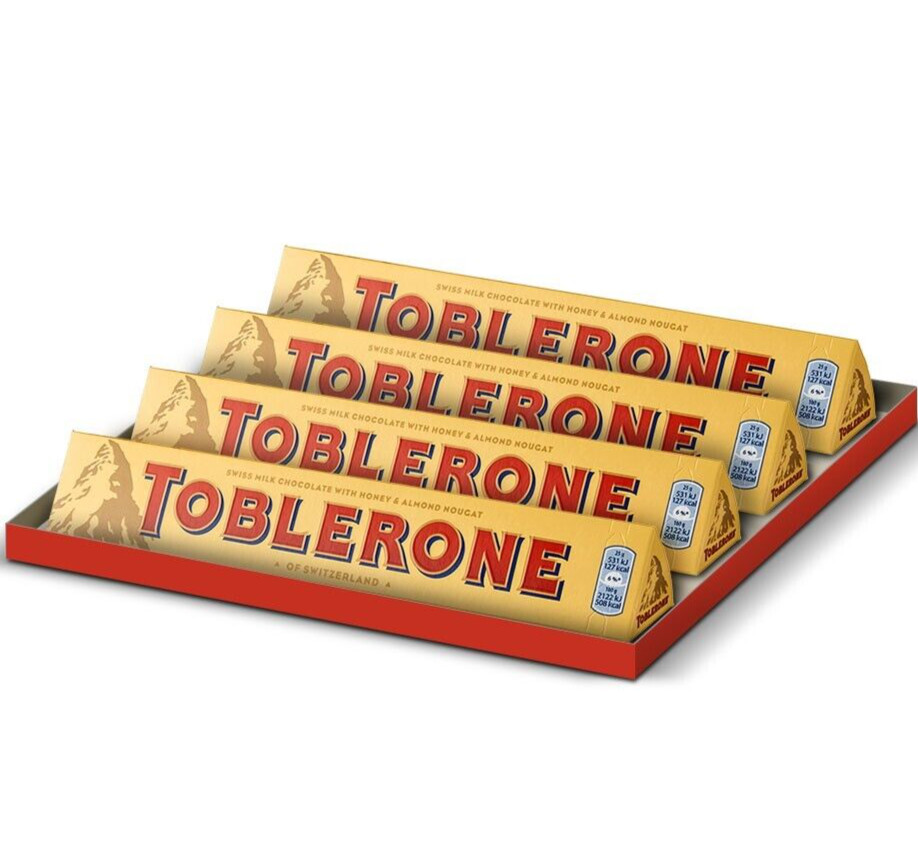 4 X 100g TOBLERONE SWISS MILK Chocolate Honey ALMOND NOUGAT 4X 3.5 oz.