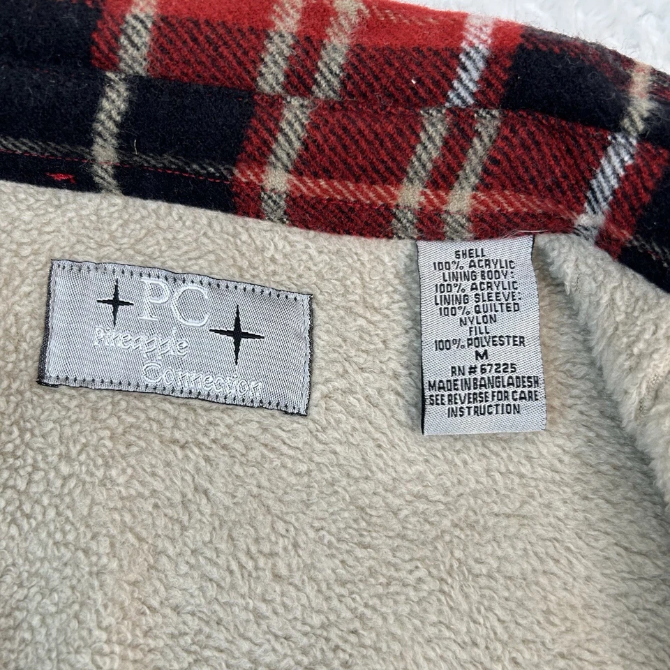 Pineapple Connection Sherpa Forrado Vellón Cuadros Rojo Camisa Chaqueta Para Hombres Talla M Acogedora Foto 4 de 4