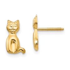 Real 14kt Yellow Gold Madi K Cat Earrings
