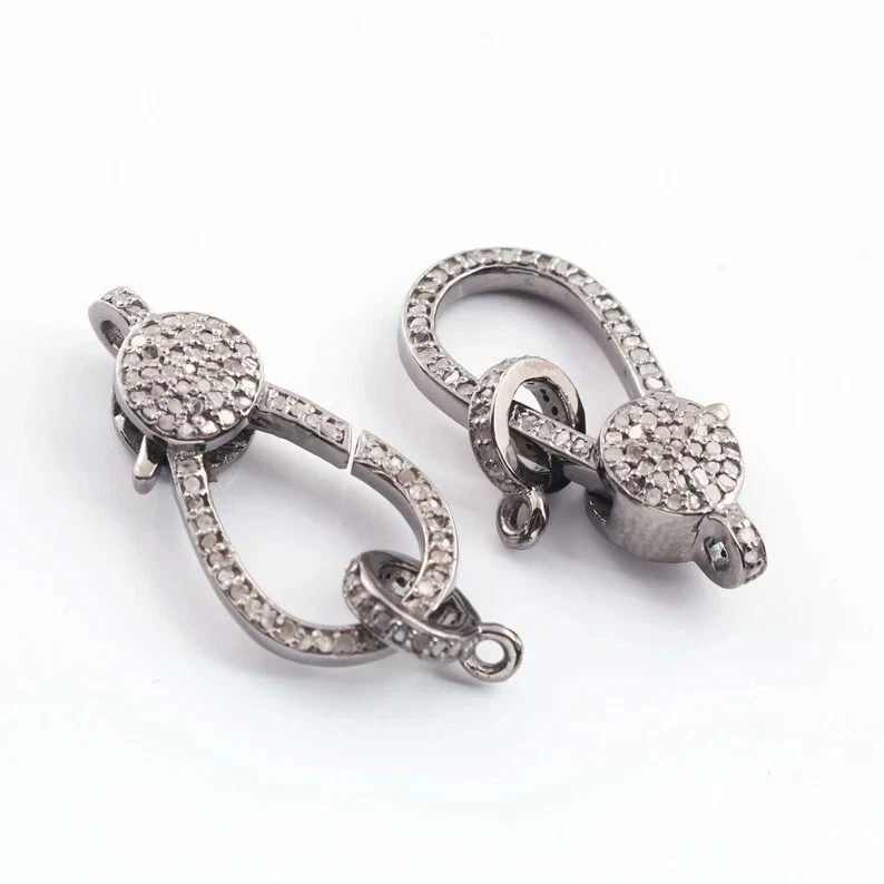 1 шт. хлопки омаров Pave Diamond, 25 мм x 12 мм, с обеих сторон Pave Diamond - Изображение 3 из 4