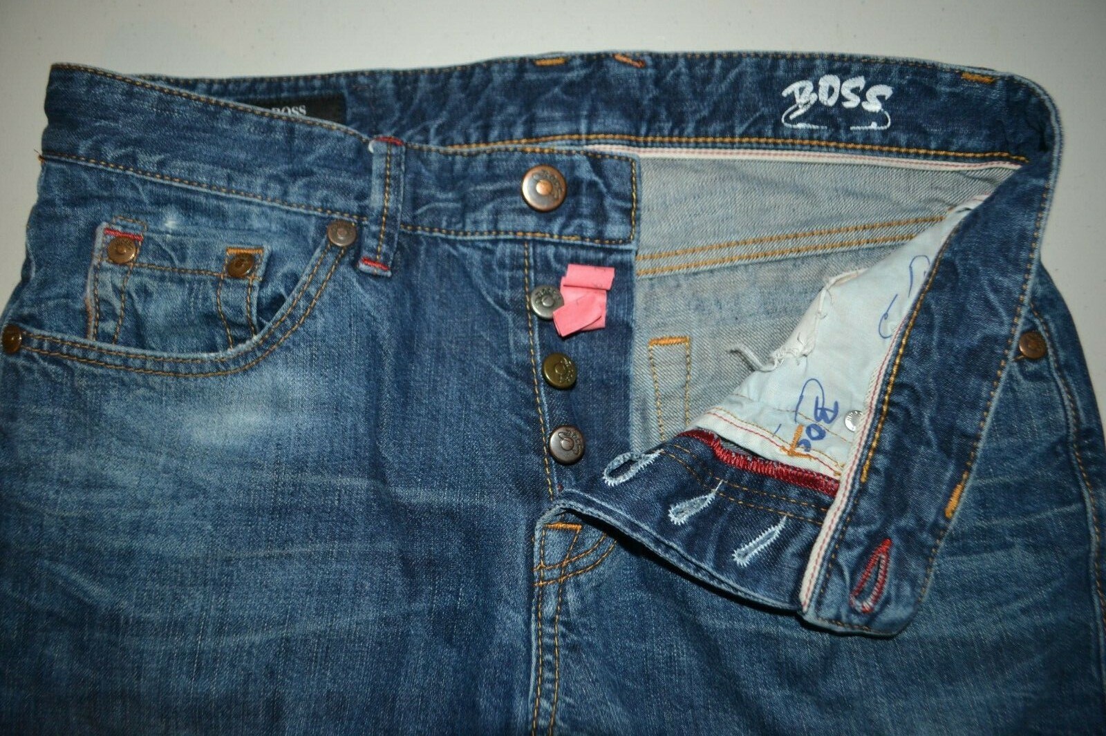 Hugo Boss Men's Edge Straight Fly Button Blue Denim Jeans Sz 31x34 thumbnail 8