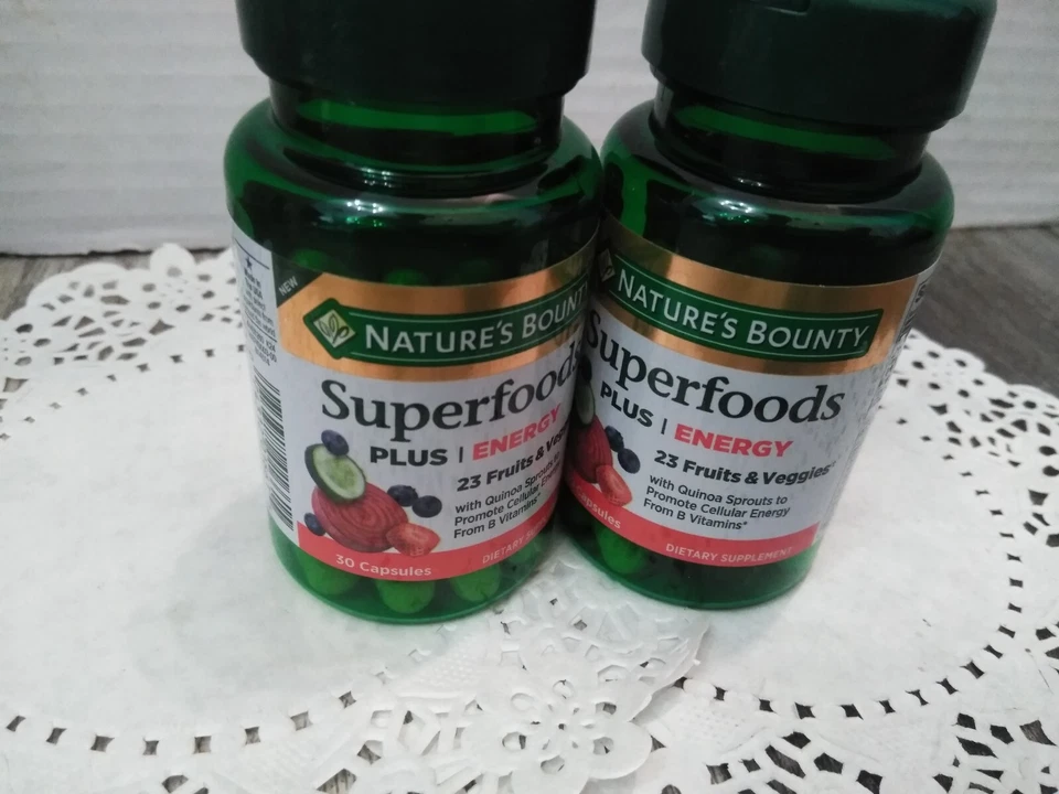 НОВЫЕ Nature's Bounty's Superfoods Plus Energy 30 капсул EA — 23 фрукта и овощи (2 упаковки) - Изображение 4 из 4