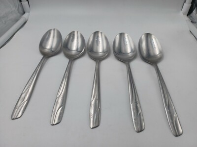 Lot of 5 Oneida Thor Starlet Stainless Serving Spoons 7 5/8'' Atomic