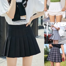 Women's High Waist Pencil Stretch Flared Mini Skater Skirt Casual Pleated Dress