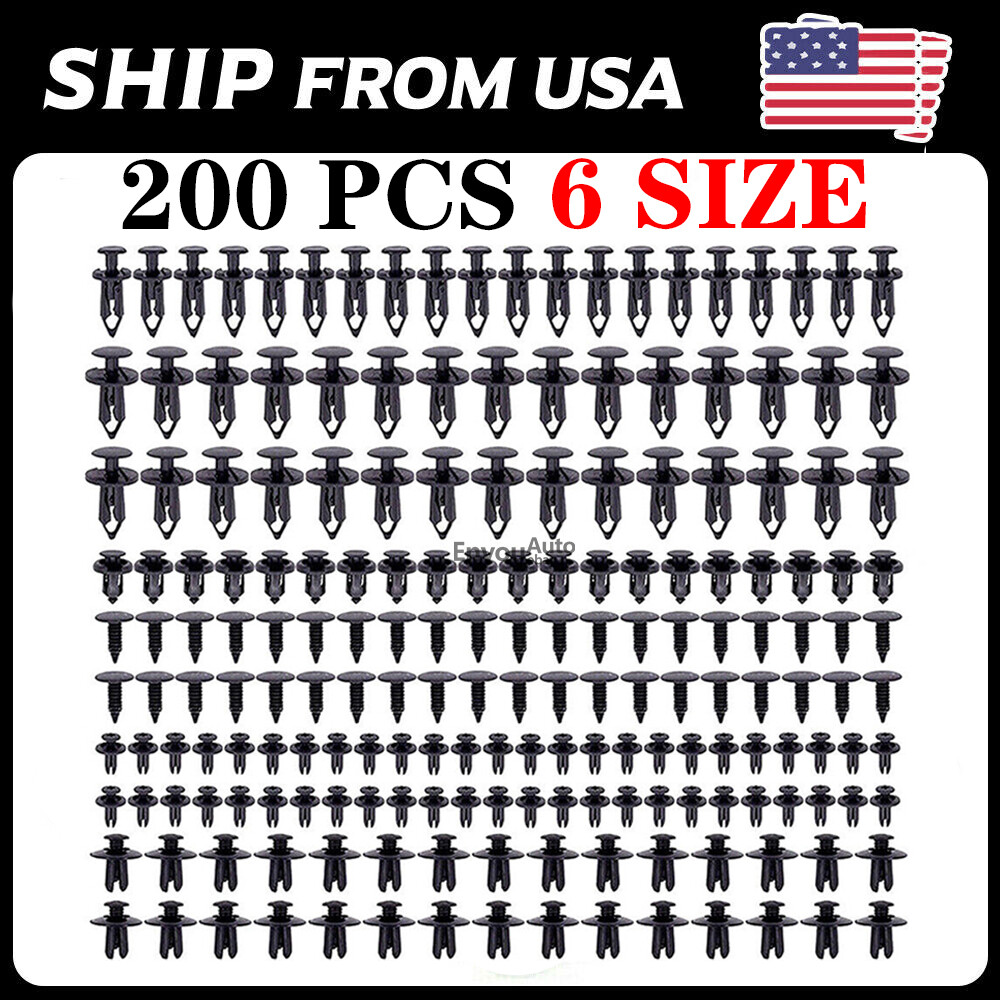 200Pcs Bumper Clips Retainer Auto Car Rivets Fastener Fender Push Pin Trim