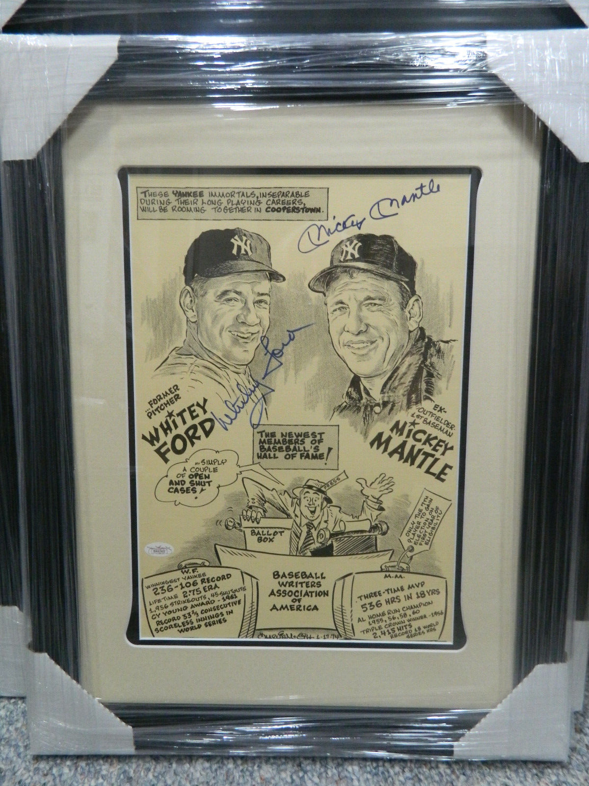 Mickey Mantle & Whitey Ford Autographed Signed New York Yankees CHARLIE McGILL "NEW HOF INDUCTEES"-JSA LETTER 