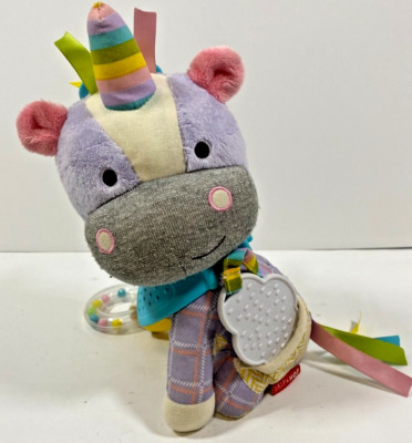 Skip Hop Bandanna Buddies Baby Activity Teething Toy Plush Unicorn Clip On