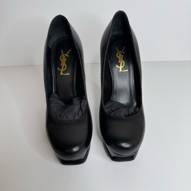 Décolleté YSL Yves Saint Laurent in pelle nera con plateau EU 36 lusso vita notturna città